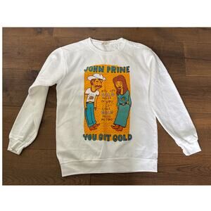 John Prine Graphic Sweatshirt White Country Music Women's Sz Small